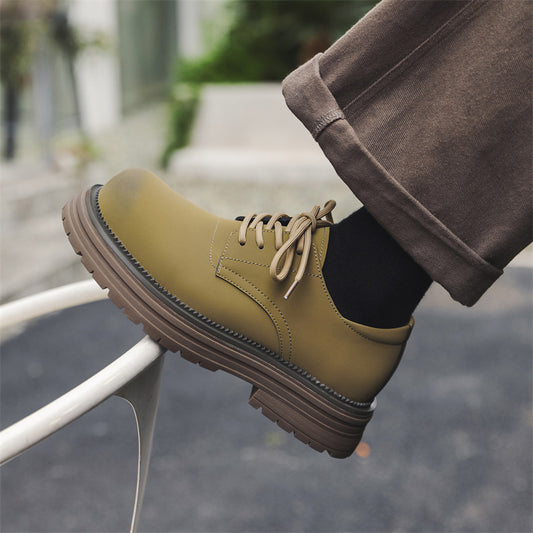 Men's Big Head Thick Bottom Increased Derby Leather Shoes