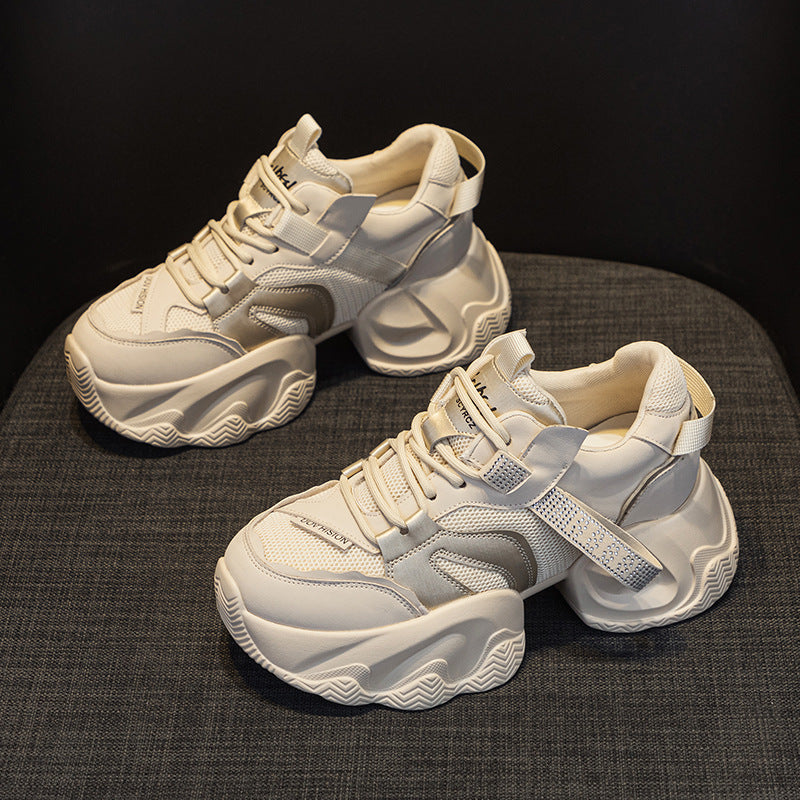 Women's Dad Thick Bottom Transparent Mesh Height Increasing Insole Fashion Women's Casual Shoes