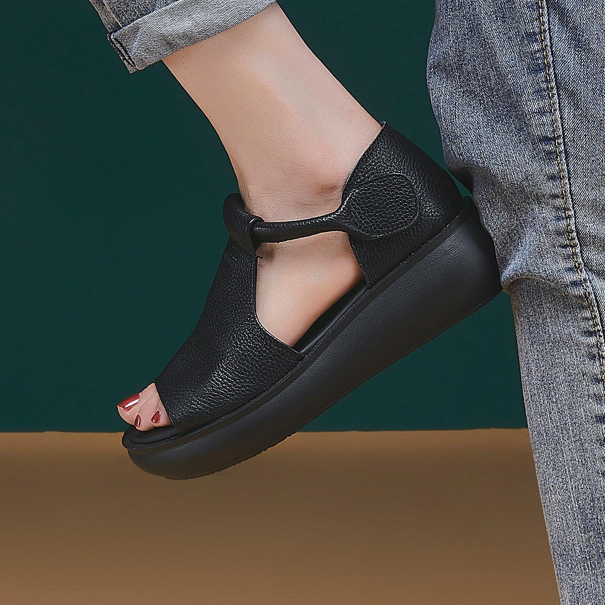 Women's Summer Peep Toe Flat Hollowed Top Sandals