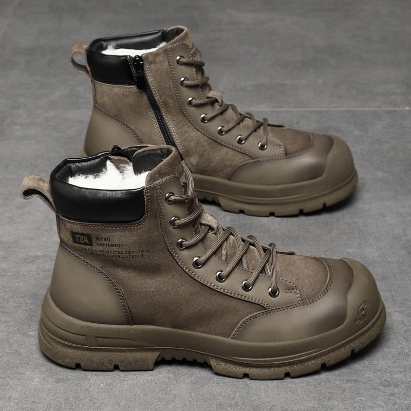Men's Martin Ankle British Wool In Trendy Middle High Top Boots