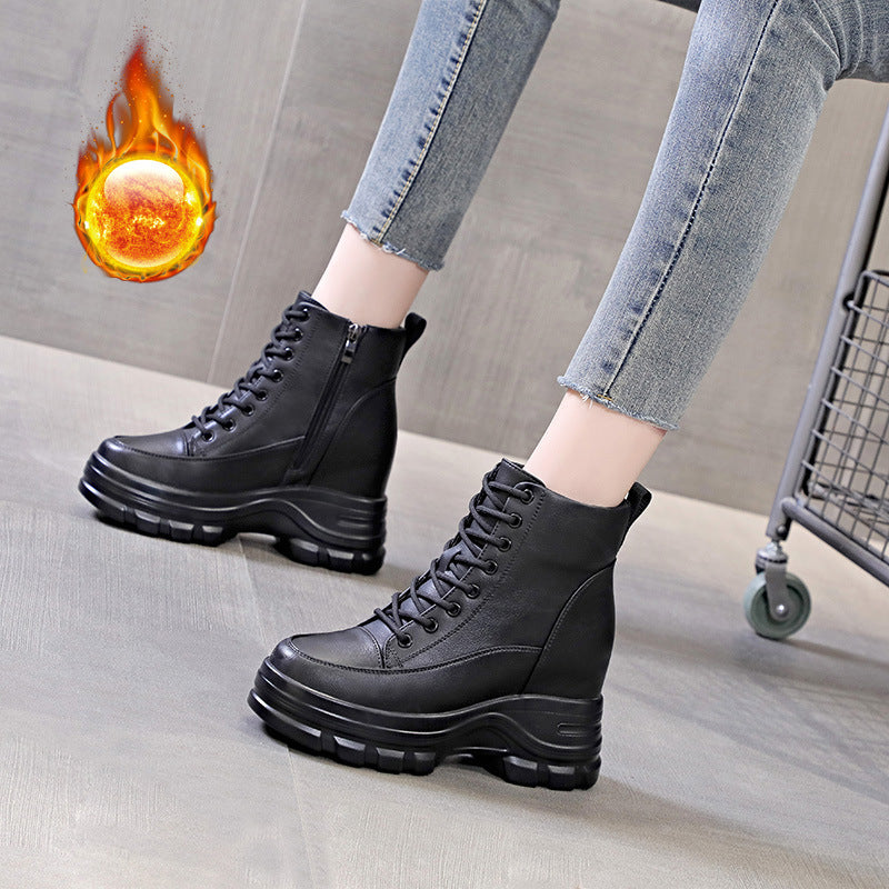 Women's Height Increasing Insole Thick-soled British Style Martin Women's Casual Shoes