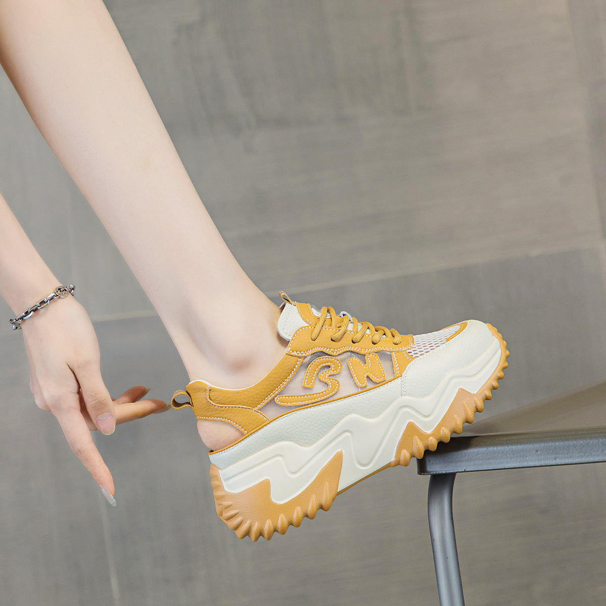 Clunky Summer Versatile Platform Heightened Single Layer Sneakers