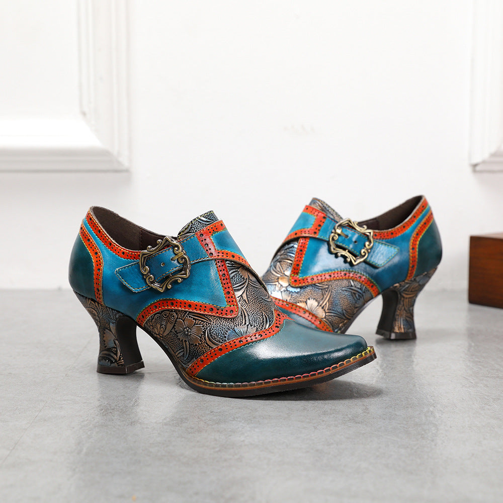 Women's First Layer Cowhide Retro Ethnic Style Fashion Women's Shoes