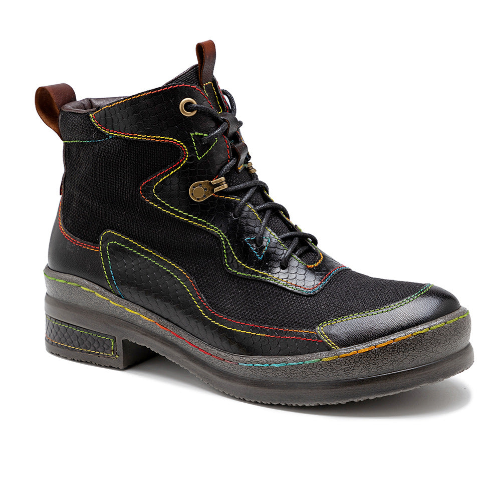 Texture Double Color Thread Sewing Stitching Women's Shoes