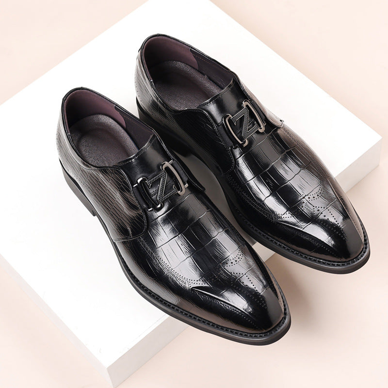Men's Business Formal Wear Cowhide Wedding Genuine Leather Shoes