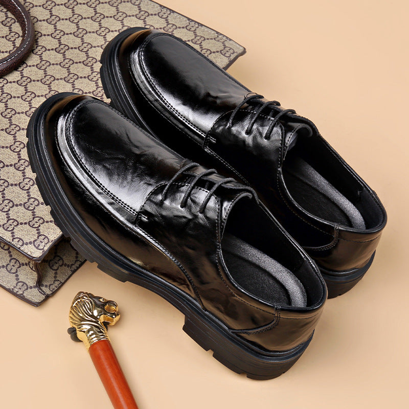 Men's Scratch Pattern First Layer Cowhide Formal Men's Shoes