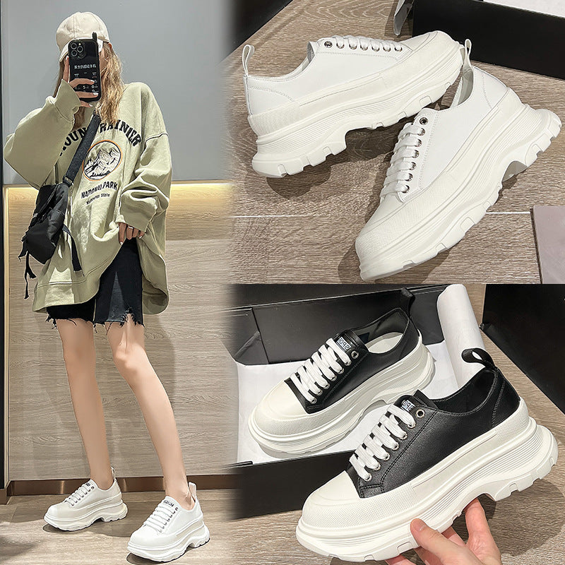 Women's Stable Mcqueen Genuine Platform White Spring Small Women's Sports Shoes