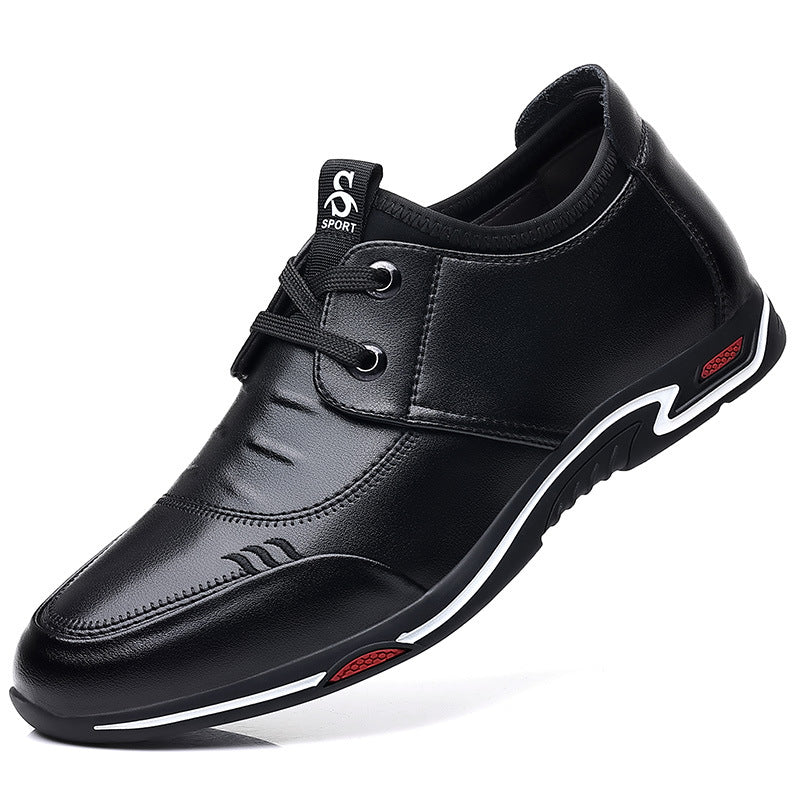 Men's Korean Fashion Soft Bottom Increase Cowhide Leather Shoes