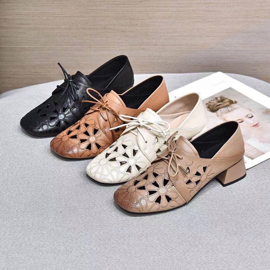 Women's Pointed Toe Chunky Low Mom Summer Women's Shoes