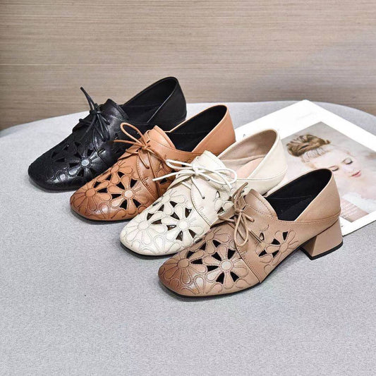 Women's Pointed Toe Chunky Low Mom Summer Women's Shoes