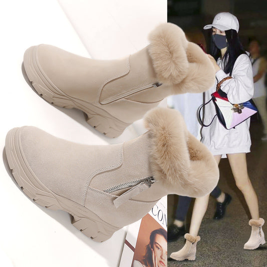 Women's Fleece-lined Warm Booties Winter Platform Martin Snow Boots