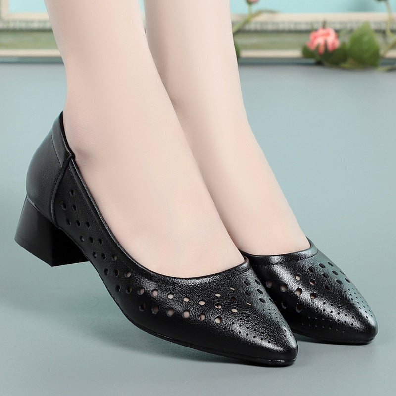 Women's Summer Fashion Flat Mom Hole Hollow Heels