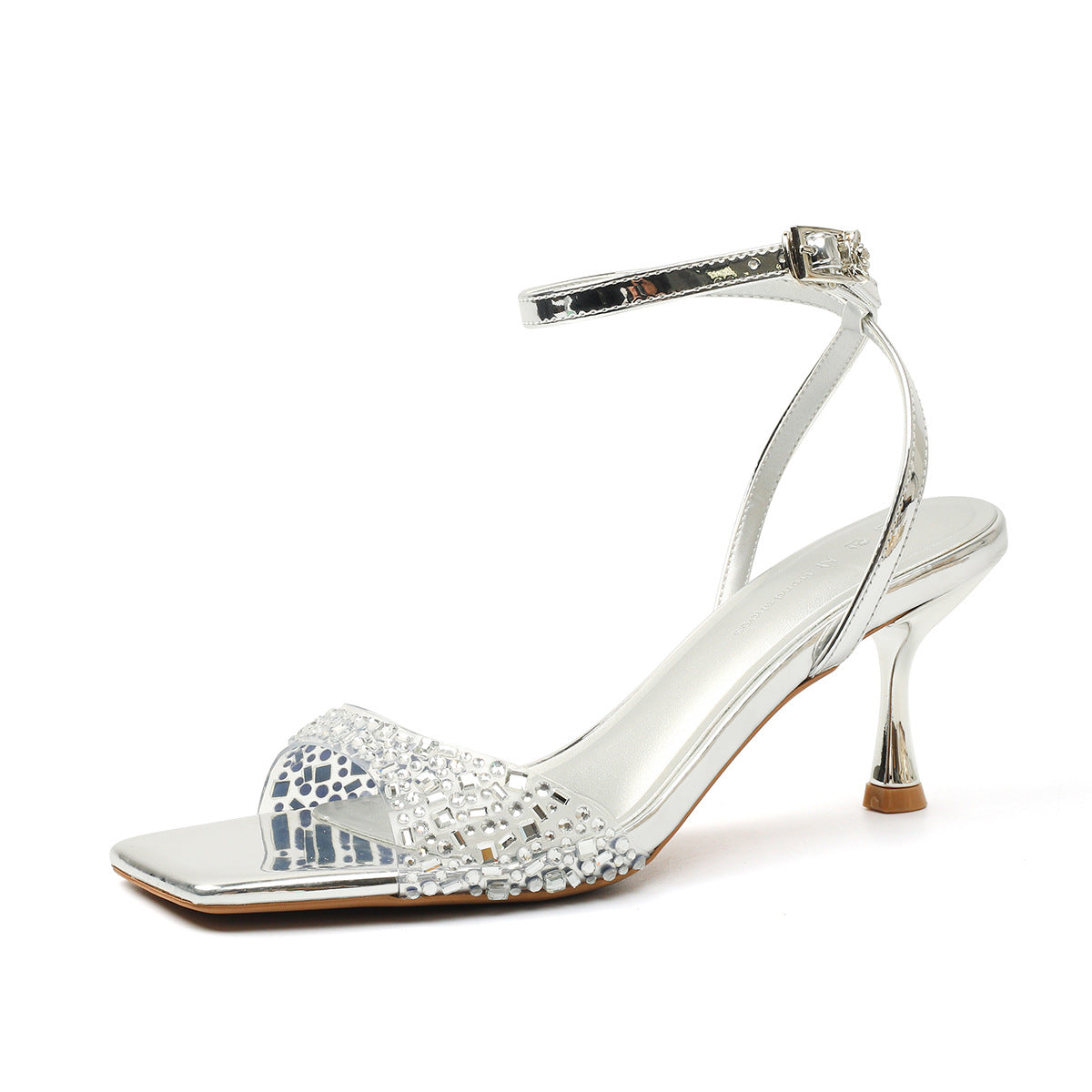 Women's Summer Goods Sier Square Toe Stiletto Heels