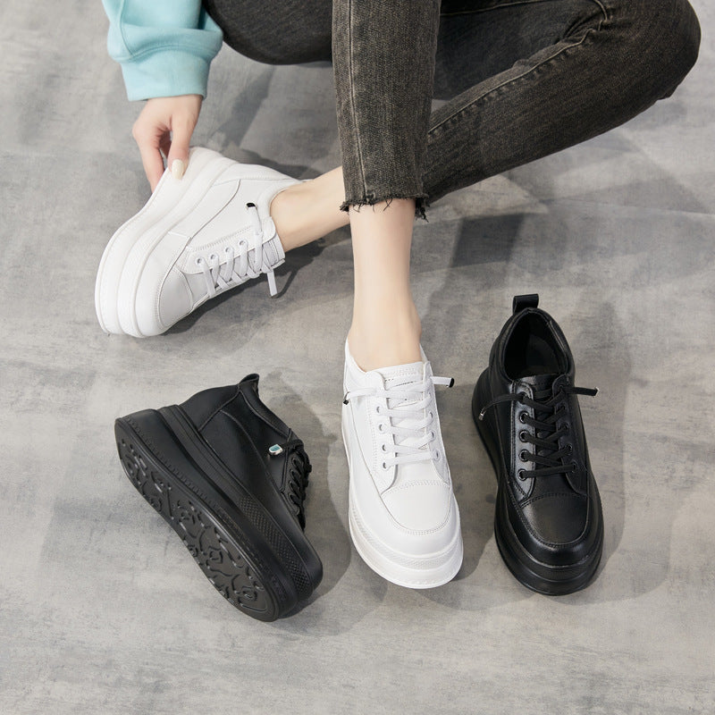 Women's White Summer Thick Bottom Leisure Platform Sneakers