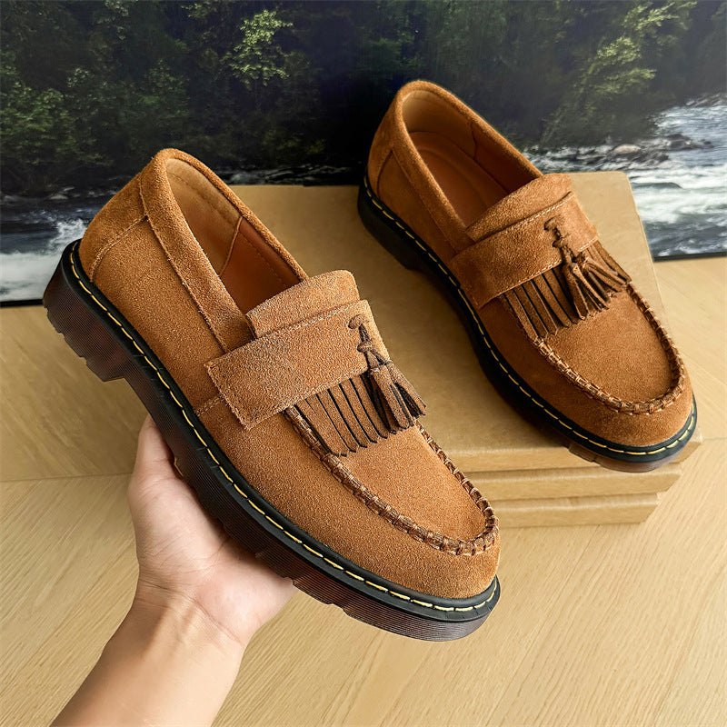 Men's Woven Tassel Slip-on Suede British Derby Boots