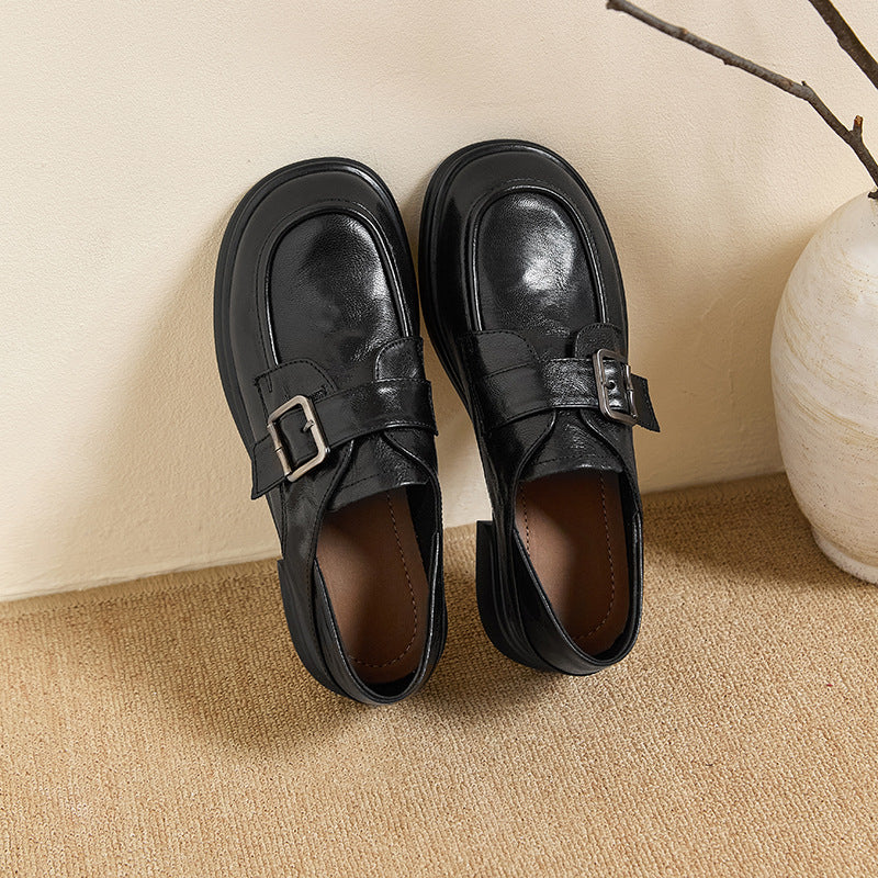 Women's Style Flat Belt Buckle Soft Bottom Loafers