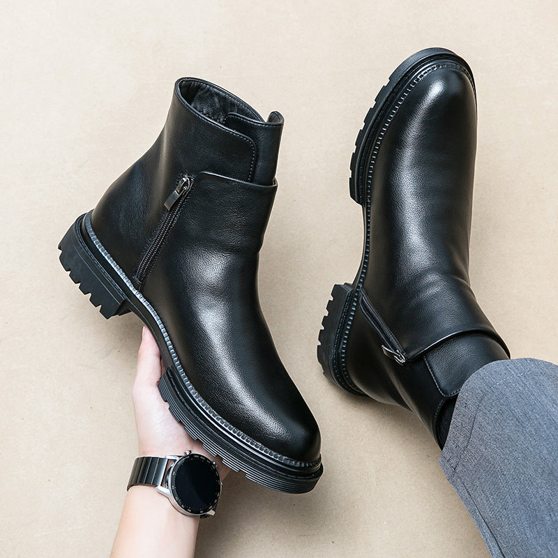 Slouchy Men's Martin British Chelsea Short Leather Shoes