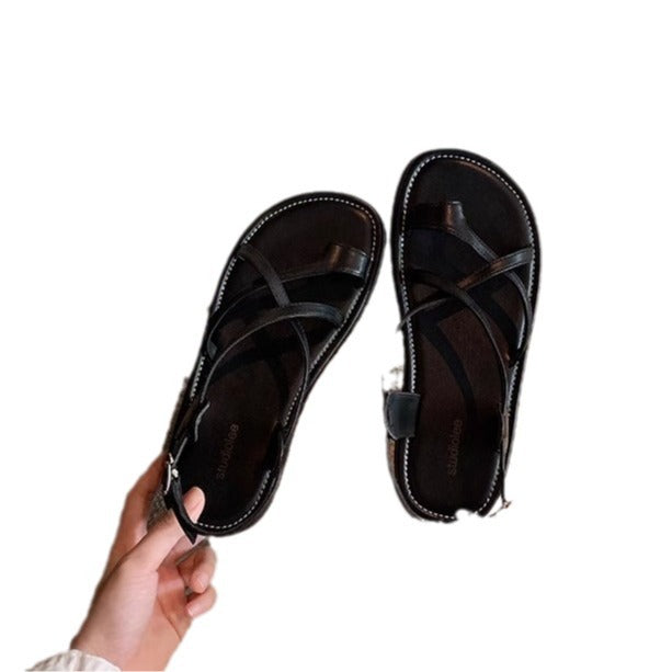 Women's Grape Mom Cross Buckle Strap Toe Sandals