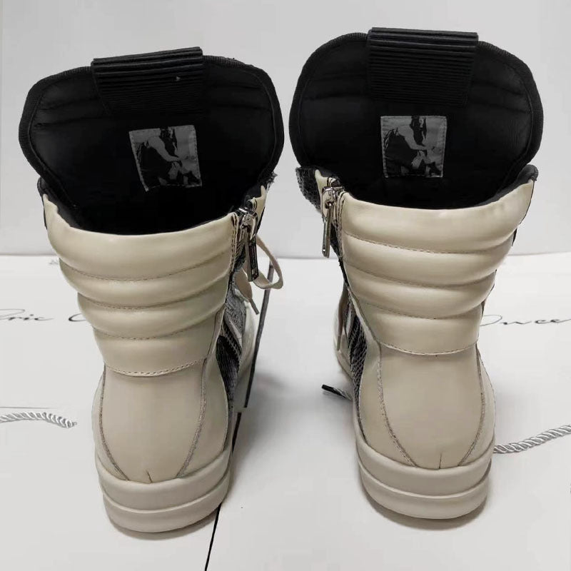 Men's Snakeskin Round Toe Raise The Bottom Lace Up Inverted Sneakers