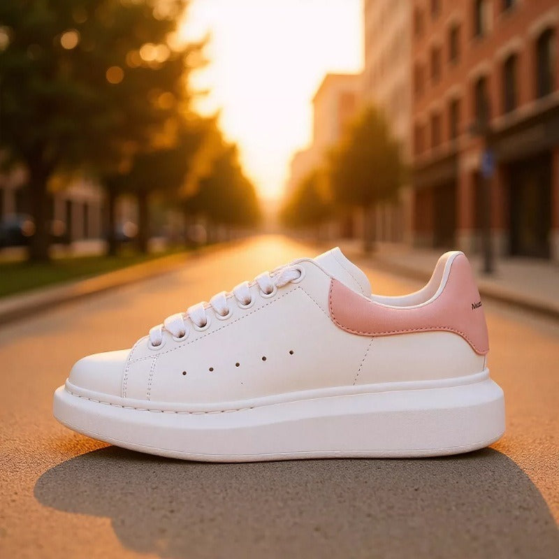 Women's & Men's White Classic Fashion Couple Hidden Platform Men's Board Shoes