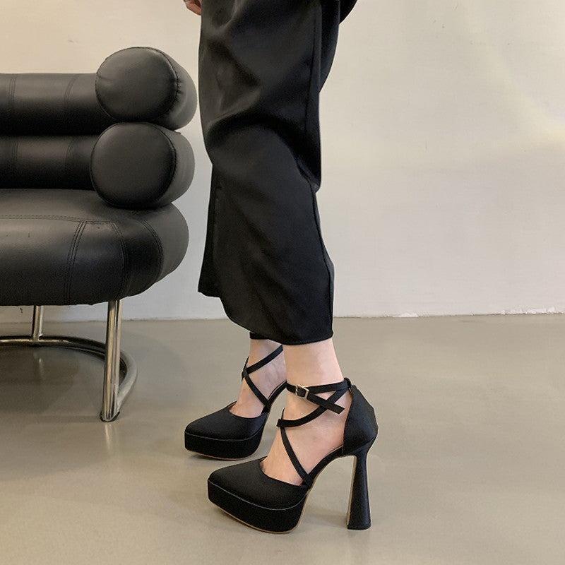 Women's Chunky Waterproof Platform Pointed Toe Sexy Heels