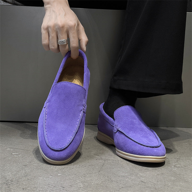 Men's Commuter British Style Slip-on Lazy Lightweight Old Money Men's Casual Leather Shoes
