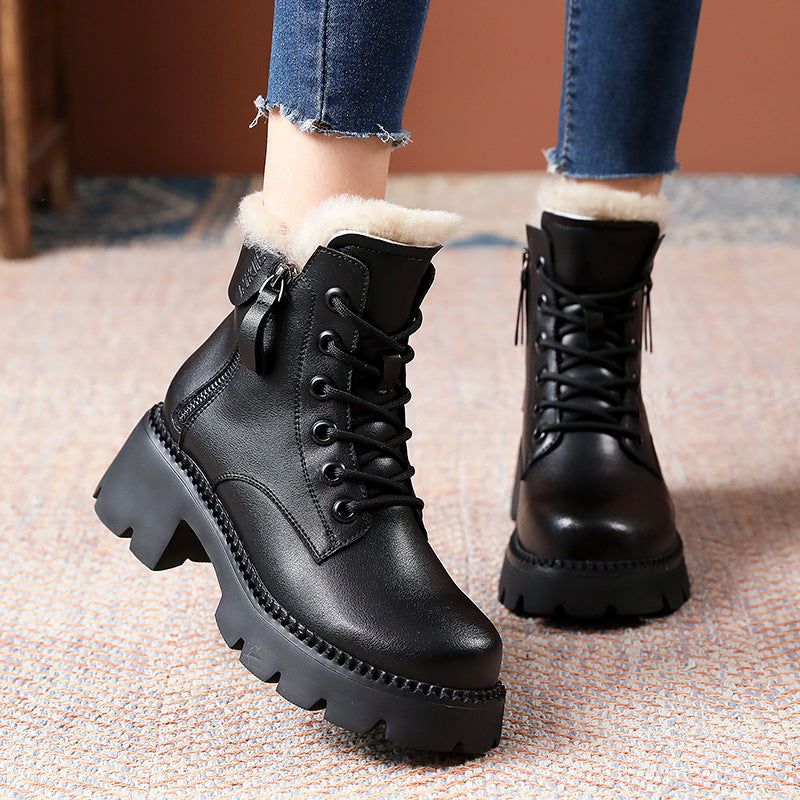 Women's Selected Height Increasing Small Martin Chunky Boots