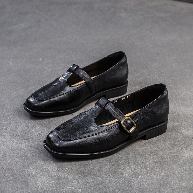 Women's Shu Autumn Buckle Flat Bottom Comfort Loafers