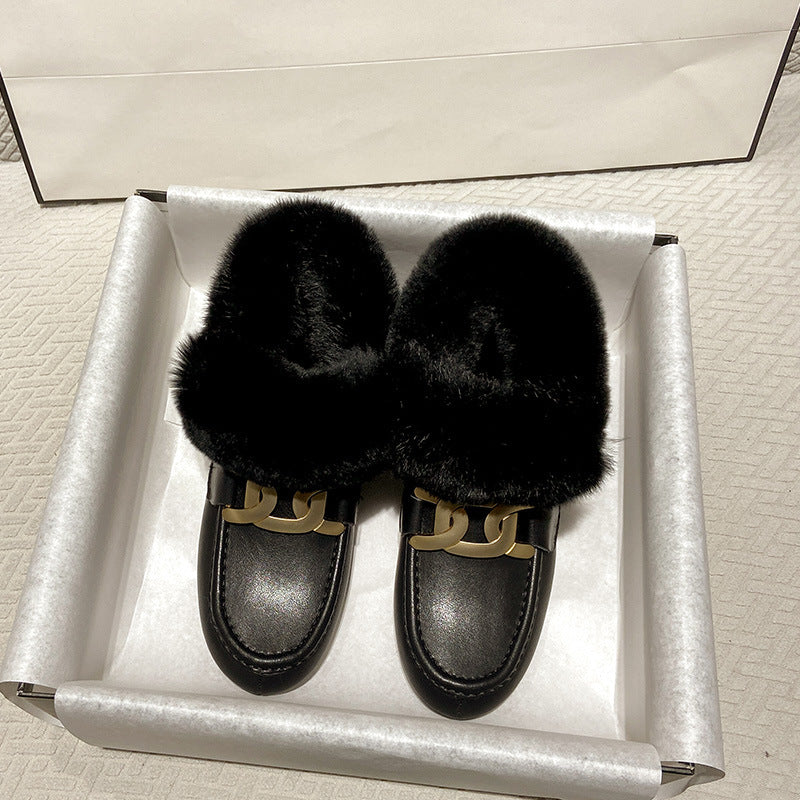 Women's Fur Winter Fleece-lined Rabbit Thermal Cotton Snow Boots
