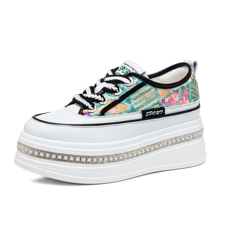 Women's Increasing Board Small Skirt Leisure Rhinestone Women's Casual Shoes