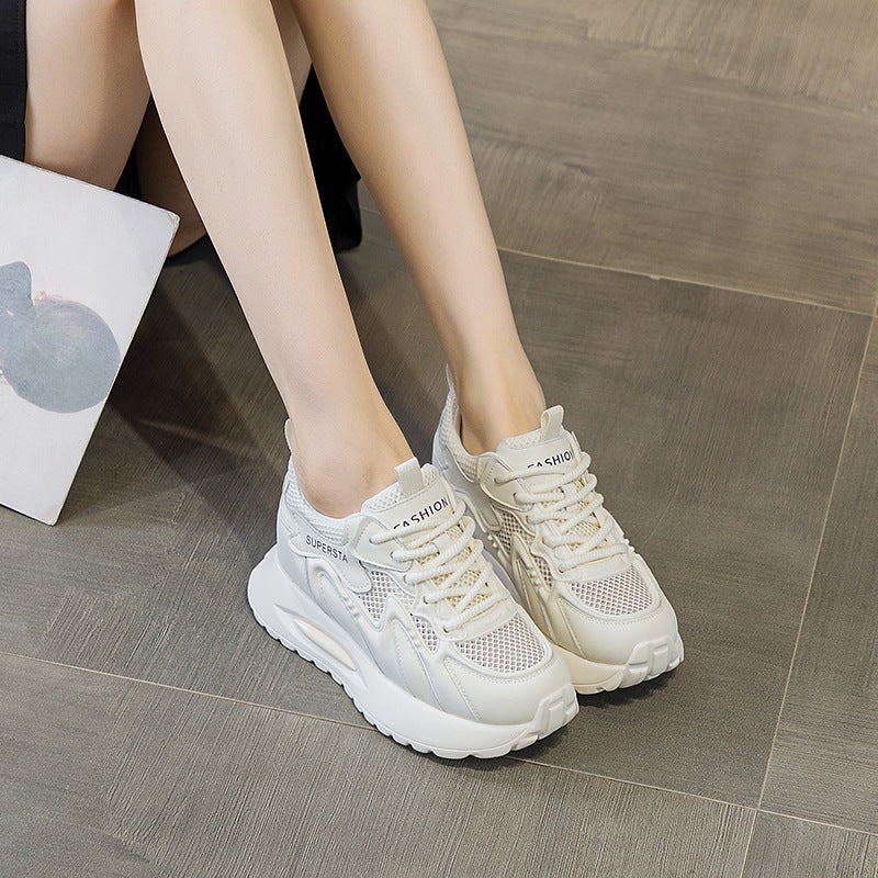 Genuine Mesh Surface Platform Height Increasing Casual Shoes