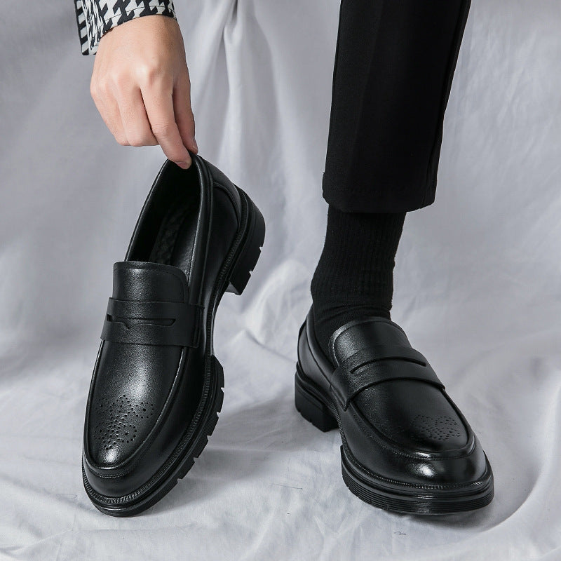 Men's Brogue Flower British Style Korean Wedding Hairstylist Men's Casual Leather Shoes