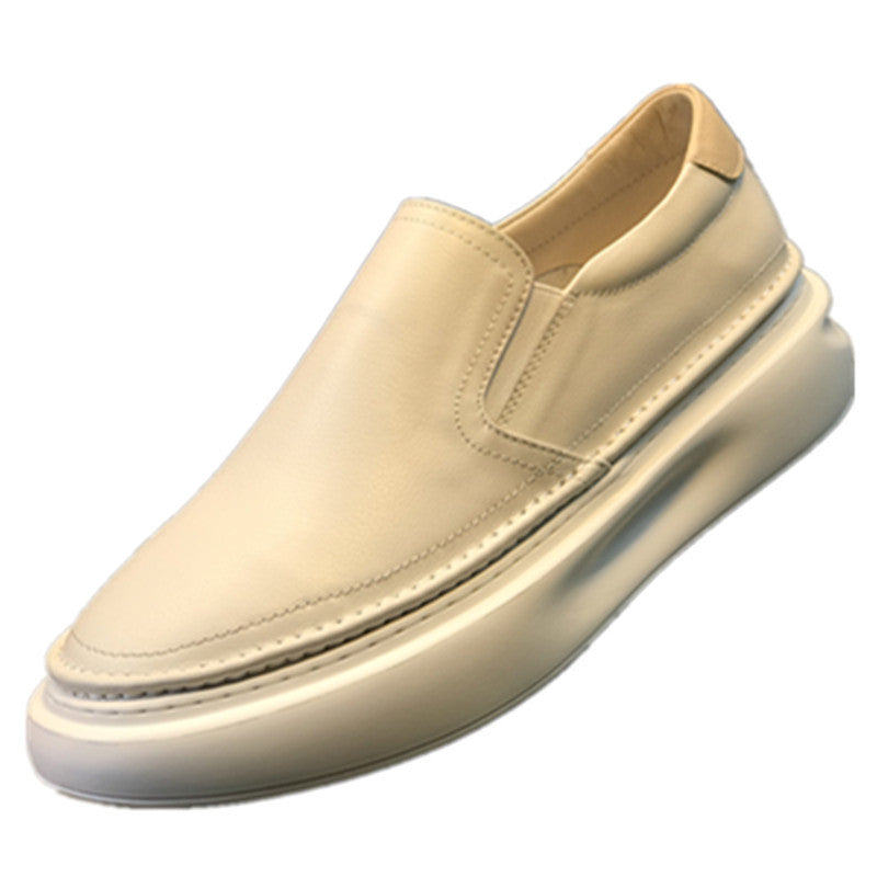 Men's Authentic Slip-on Thick-soled British White Loafers