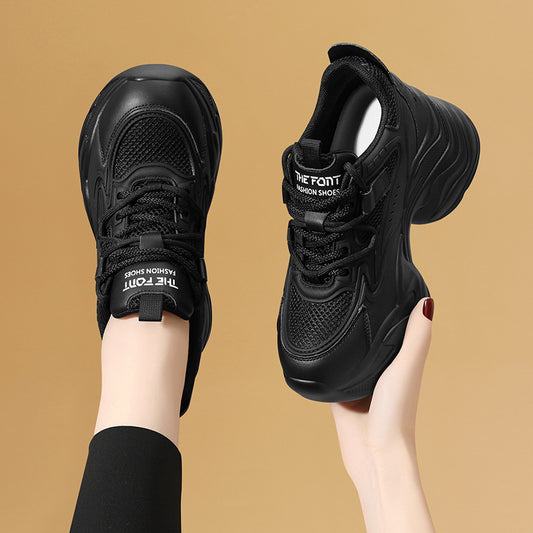 Women's Black Daddy Height Increasing Four Travel Sneakers