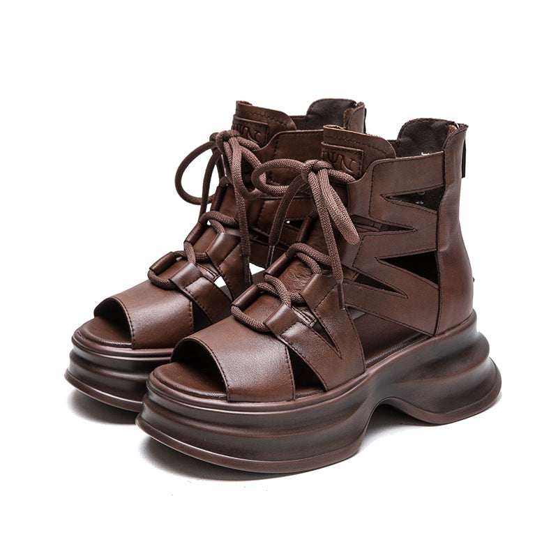Women's Bottom Versatile Peep Toe Breathable Retro Sandals