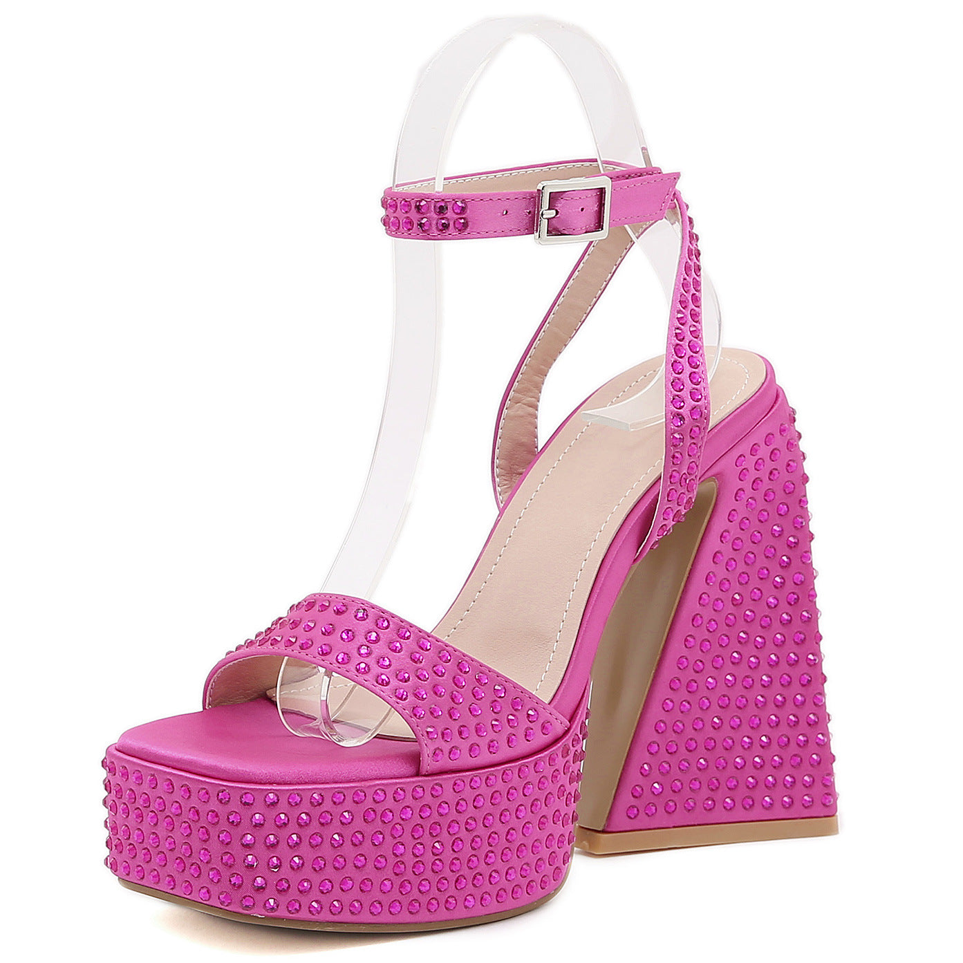 Summer Black Platform Thick Roman High Heels