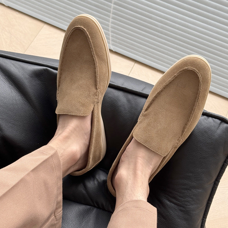 Men's Commuter British Style Slip-on Lazy Lightweight Old Money Men's Casual Leather Shoes