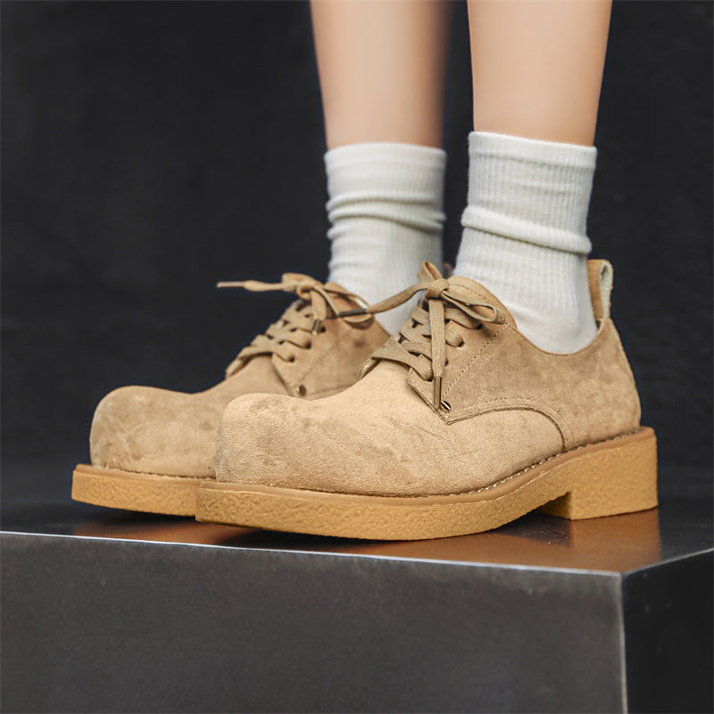 Men's Big Head Thick Bottom Increased Low Top Leather Shoes