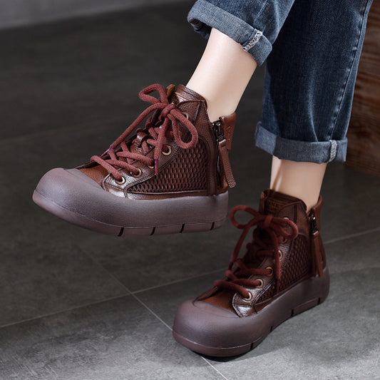 Activity Price First Layer Cowhide Double Zipper Martin Sandals
