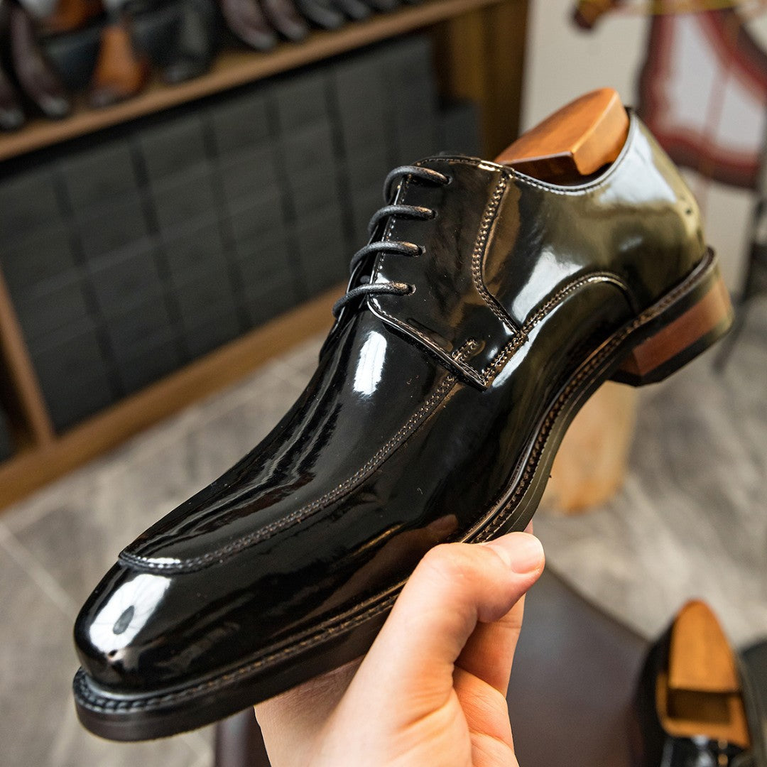 Men's Han Derby Korean Business Suit Bright Leather Shoes