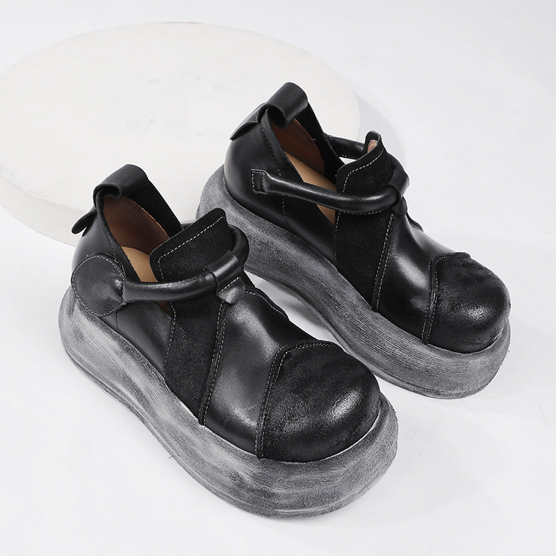 Women's Ancient Times Genuine Inside Outside Round Toe Thick Casual Shoes