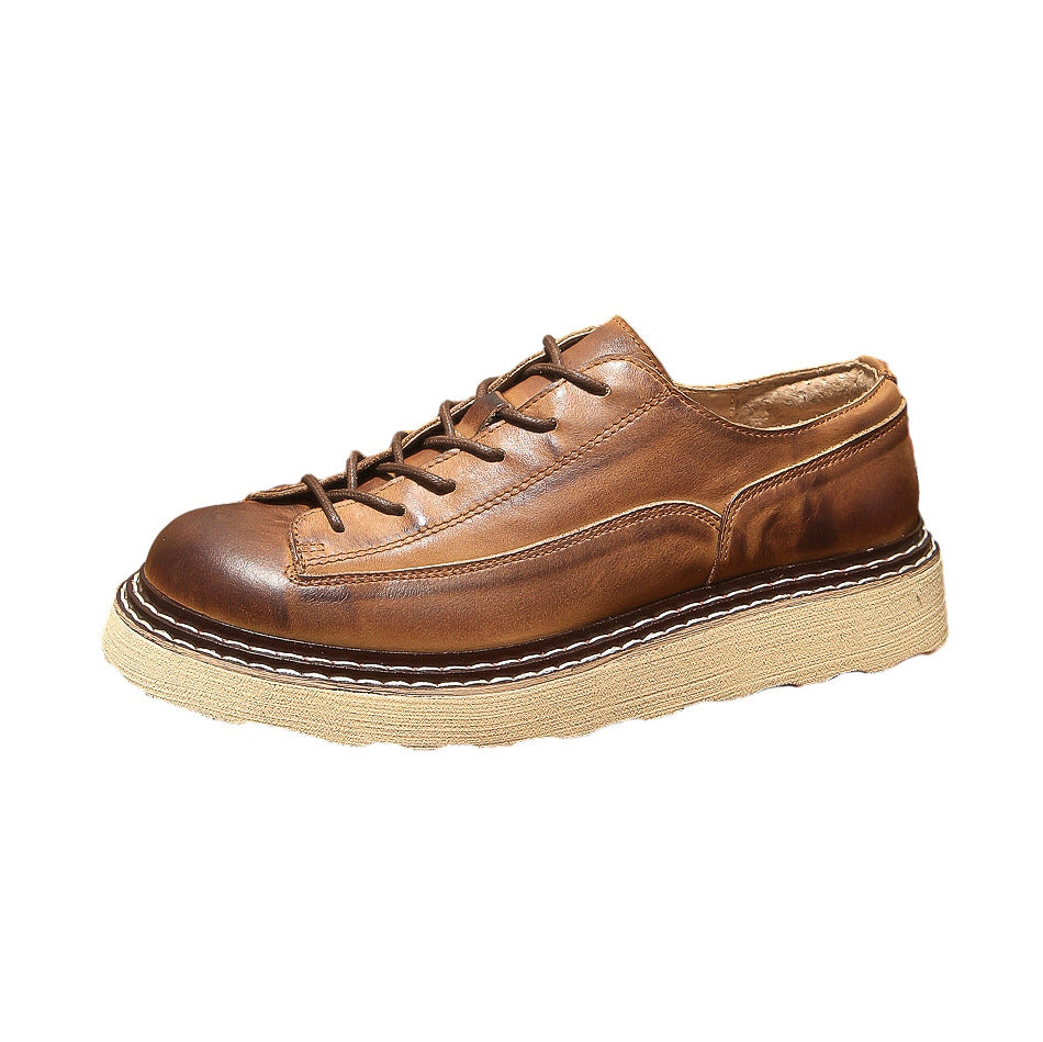 Men's Spring Genuine Fashion Retro Cowhide Low Men's Casual Leather Shoes