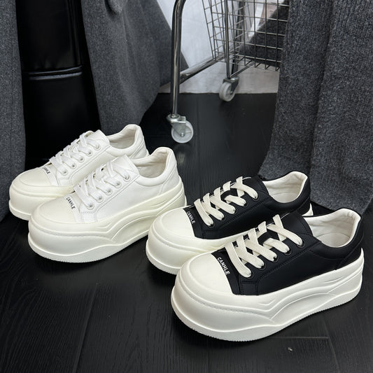 Retro Style White Spring Big Head Casual Shoes