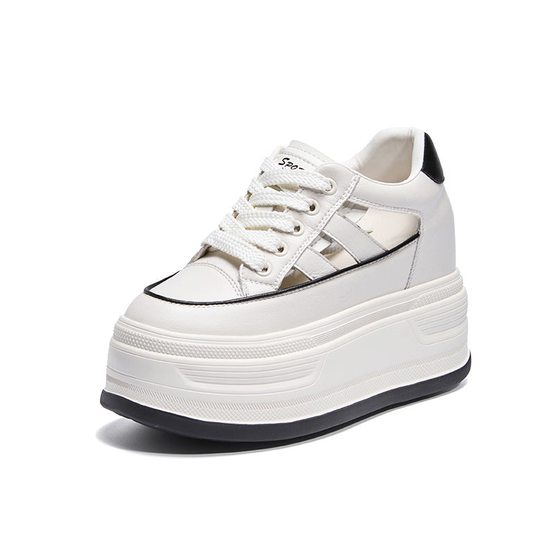 Women's Muffin Thick Bottom Height Increasing Insole Hole Authentic Hollow Casual Shoes