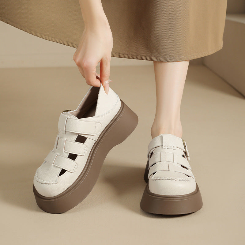 Women's Closed Toe Woven Pitcher Plant Two-way Sandals