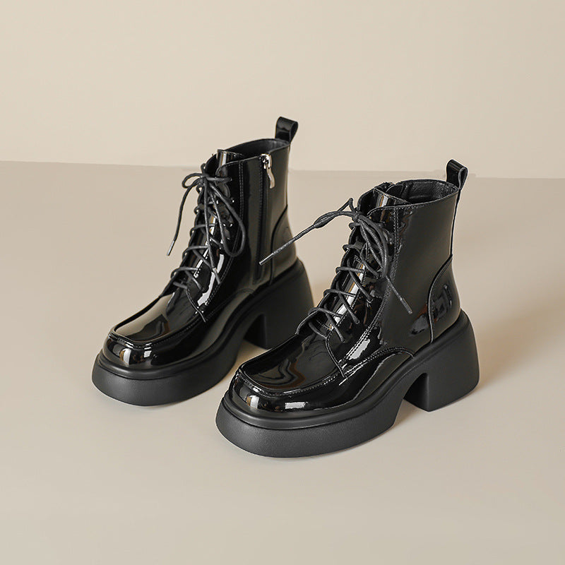 Women's Sweet Cool Martin British Lace Up Ankle Raise Boots
