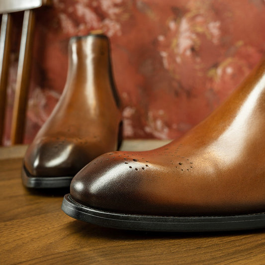 Men's Martin British Square Toe Carved Ankle Boots