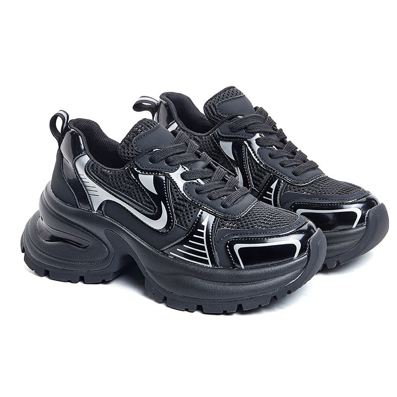 Women's Sier Platform Genuine Elevator Dad Height Sneakers