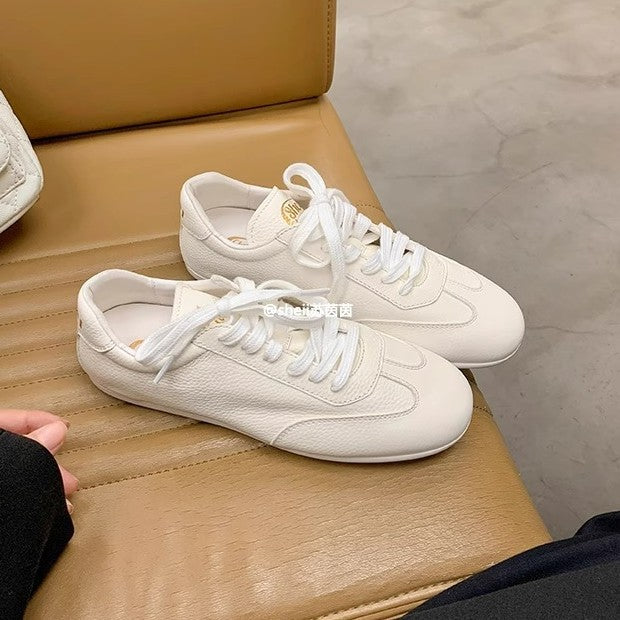 Women's Super Version Soft Calfskin Flat Sports White German Women's Casual Shoes