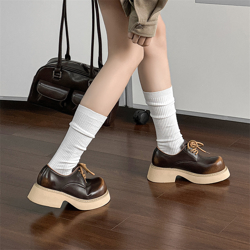 Men's Toe Warped Head Thick Sole Increased Leather Shoes